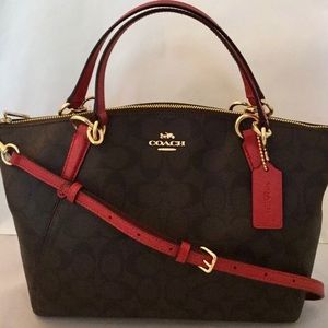 COACH Kelsey Signature Crossbody Brown True Red